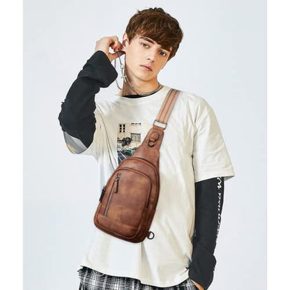 CLUCI Crossbody Bags for Women Men,Leather Sling Bag Cross Body Backpack for Woman Gifts for Women Birthday Unique - color: 0-1 Brown