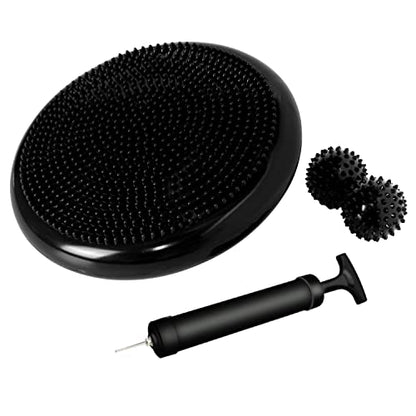 Wobble Cushion, Balance Disc, Wiggle Seat, Balance Pads for Physical Therapy, Stability Disc, Wobble Board for Dogs, Office, Sensory Kids, Classroom with Spiky Massage Ball - color: Black