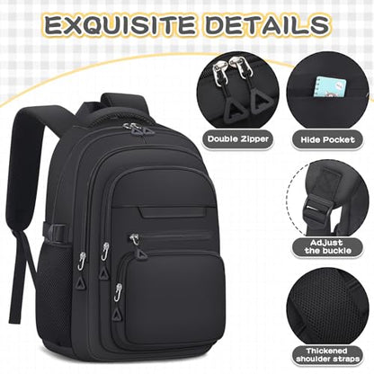 PRAGARI Cute Backpack for School Girls Aesthetic Backpack Women College Bookbag Large Students Laptop Bag Travel Casual Daypack - color: Black