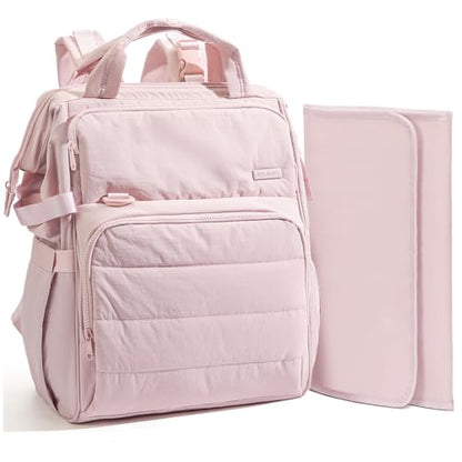 BELALIFE Baby Diaper Backpack Bag, Baby Essentials Travel Backpack for Moms Dads, with Changing Pad, Insulated Bottle Holders & Stroller Straps, Pink - color: Pink
