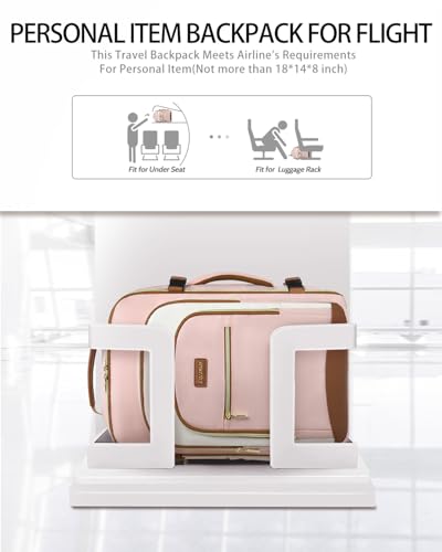 40L Travel Backpack for Women, Carry On Bag Flight Approved, Waterproof Backpack with 3 Packing Cubes, Weekender Personal Item Bag for Airplane Travel Essentials, TSA Approved - color: Light Pink-brown