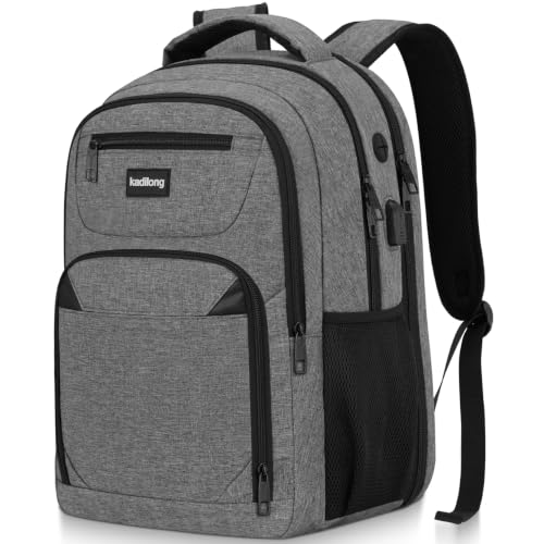 kadilong Business Laptop Backpack for Men, 17.3 Inch Travel Laptop Bag Back Pack with USB Charging Port, Water Resistant Bookbag Computer Backpack for Work College, Dark Grey - color: Darkgrey, size: 17,3 inch