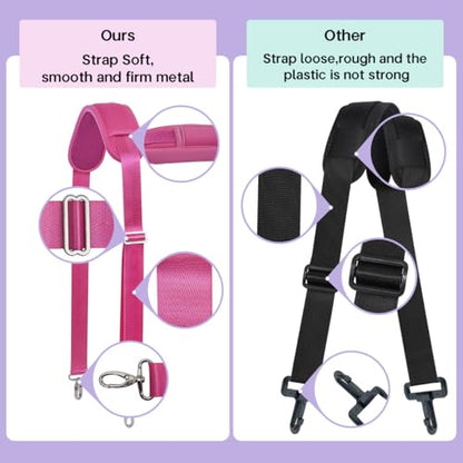 60 Inch Shoulder Strap with Removable Ultra-Thick Pad，Adjustable Buckles and Metal Hooks - color: Rosered
