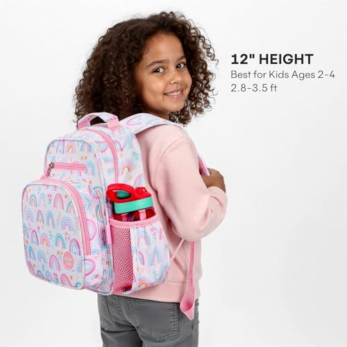 mibasies Toddler Backpacks for Girls 2-4: Little Kid Bookbag for Preschool Prek Daycare Rainbow White - color: Rainbow White, style: Toddler-12"h(not Fit Folder)