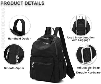 Pealwel Mini Backpack Purse for Women,Small Nylon backpacks for Ladies Backpacks Women Anti Theft Travel Bag (Black) - color: Black
