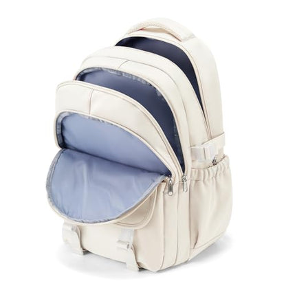 Waterproof Aesthetic Backpack For School, Cute High School Bookbag For Teen Girls Boys, Lightweight Casual Daypack Backpack For Women Men, College Backpack With Lots Of Pockets（Beige） - color: Beige