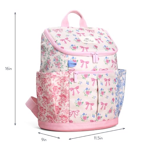 Itzy Ritzy Toddler & Kids Backpack - Lightweight Preschool & Elementary School Bag with Padded Straps, Trolley Sleeve, 2 Side Pockets, Tablet Sleeve & Name Label (Ribbons & Roses) - color: Ribbons & Roses