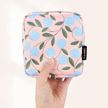MAANGE Small Makeup Bag for Purse, Portable Cosmetic Bag, Mini Makeup Bag with Slip-in Pockets, Cute Make Up Bag, Pouches for Purse Women (Pink Plants) - color: 1 Piece-Mini