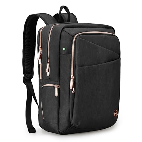 Swissdigital Design Business Laptop Backpack For Women,With USB Charging Port Computer Work Backpack,Fits 15.6 Inch Laptop Compact Travel Casual Backpack,Black | SD1006-01 - color: Black