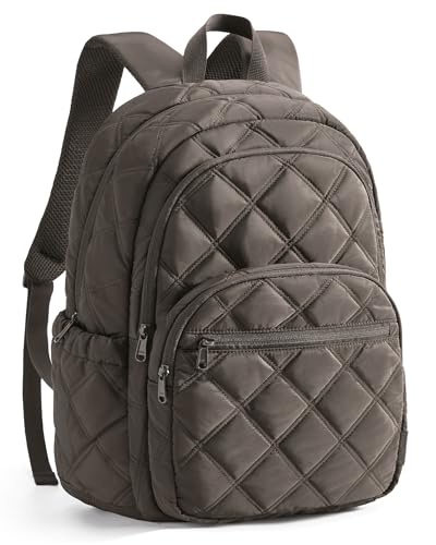 BAGSMART Travel Laptop Backpack, College Backpack for Women, Quilted Small Computer Bookbag, Water-Resistant 15.6 Inch Laptop Casual Bag,Charcoal Gray - color: 18-charcoal Gray
