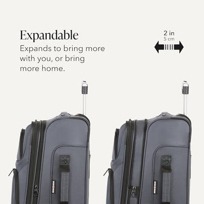 SWISSGEAR Sion Carry-On Spinner Luggage, Softside Expandable, Lightweight Suitcase, Dark Grey, 22.75-Inch - color: Dark Grey, size: Carry-On