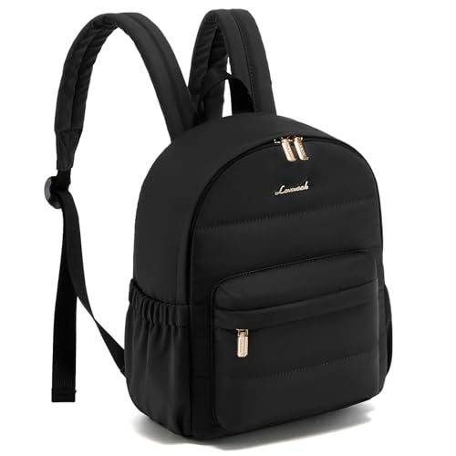 LOVEVOOK Mini Backpack Purse for Women, Small Puffer Lightweight Backpack, Casual Daily Daypack Purse for Women, back pack with Anti-theft Pocket for Travel-Black - color: Black