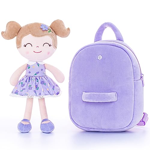 Gloveleya Toddler Backpack Baby Girl Gift Kids Backpack Plush Bag Diaper Bag Plush Printed Violet - color: A013 Printed Violet Backpack, size: 9 inches