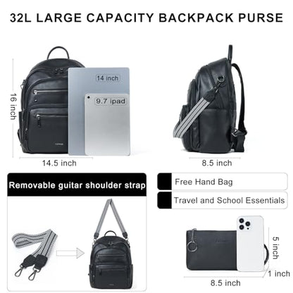 LATMAP Backpack Purse for Women Laptop Backpack, Leather Travel Back Pack Shoulder Bag Teacher College Daypack Work Handbag fits 14" Laptop, Black - color: Style1-black