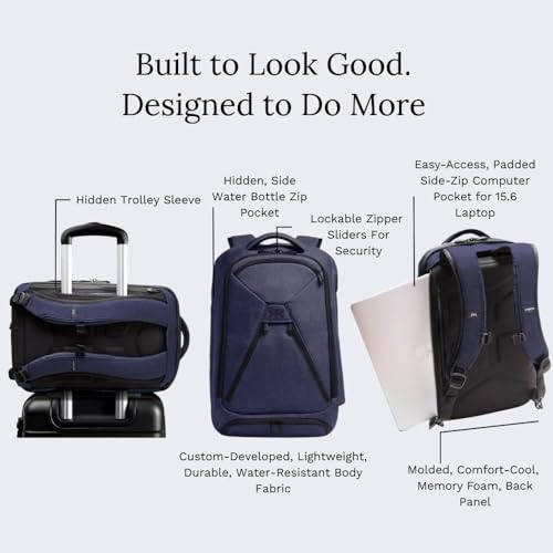 Knack Series 1 Medium Travel Backpack, 15.6-Inch Laptop, Expandable 27-39L - color: Dark Blue, size: Medium Backpack
