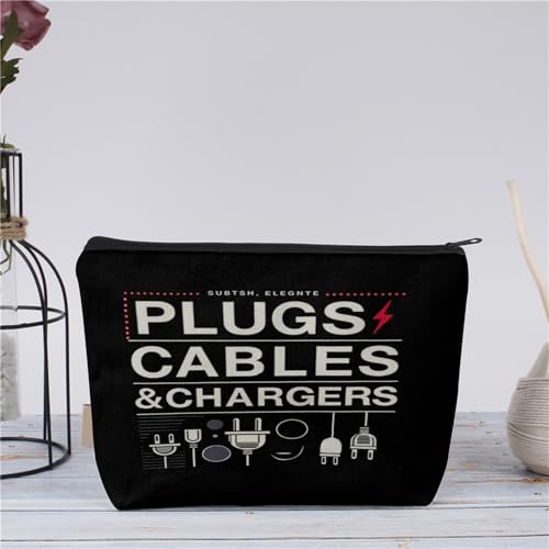 Plugs Cables & Chargers - Makeup Bag for Women Travel - Zipper Cosmetic Storage Bag with Vibrant Designs, Soft Fabric & Multi-Use Functionality (Gift for Birthdays, Graduation, Christmas) (Style E) - style: Style E