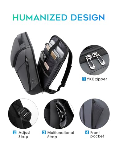 FUTURE AESTHETIC Business Smart Backpack Waterproof fit 15.6 Inch Laptop Backpack with USB Charging Port,Travel Backpack - color: Gray