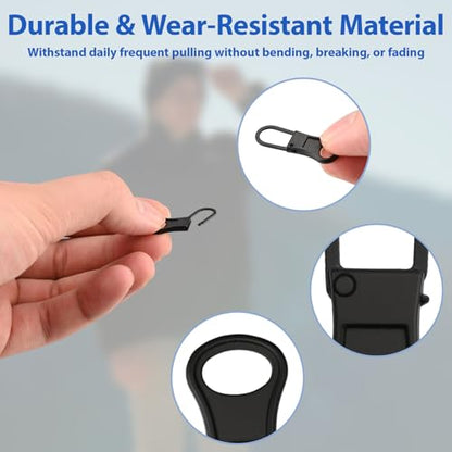 8 Pcs Zipper Pull Replacement Universal Detachable Zipper Puller Tab Head for Coat Luggage Jacket Pants Shoes Backpack Clothing Purse Black