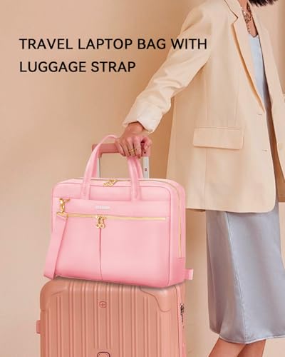 Ferkurn Laptop Bag Case Women Men Computer Bag Compatible with MacBook/HP/LG/Dell, Shoulder Strap Slim Carrying Messenger Briefcase, Pink, 14 Inch - color: Pink, size: 14 inch