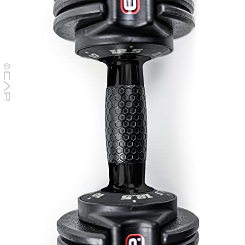 CAP ADJUSTABELL Adjustable Dumbbell Weights - Singles & Pairs | 12.5 lb, 25 lb & 55 lb | Multiple Handle Options - size: 12.5 lb - Honeycomb Black Handle, style: Pair