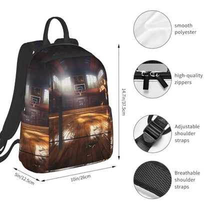 Basketball court Travel Backpack for Men & Women 14 inch Laptop Backpack Waterproof Work Back Pack - color: Basketball Court
