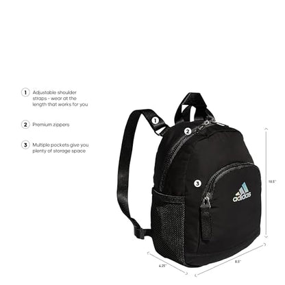 adidas Linear Mini Backpack for Women – Casual Small Purse Bag - color: Black