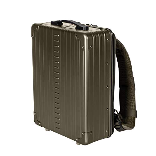 All Aluminum Lightweight 16" Hybrid Backpack for Men & Women, Fits 13" Laptop, Premium Hard Shell Backpack for Business Travel with RFID blocker for Tech, Executive, Gamers, Photographer (Bronze) - color: Bronze