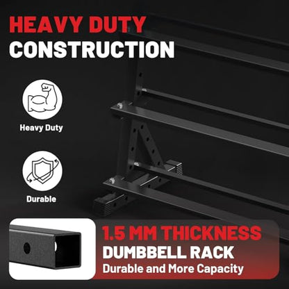 PAPABABE Hex Dumbbell Set with Rack, Rubber Encased Free Weight with Weight Storage Racks, Multiple Weight Options for Home Gym and Fitness - style: 660LB with 3-Tier Weight Rack