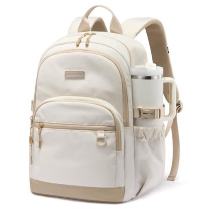 LOVEVOOK Travel Laptop Backpack, Waterproof Carry On Backpack for Women Men, 17.3 Inch Computer Bag, Large College School Bookbag with Luggage Sleeve, Chest Strap & Water Bottle Pocket - color: Beige-khaki-a-l, size: 17.3 Inch