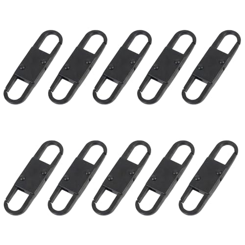 MILAKE 10 Pcs Premium Anti-Theft Zipper Lock, Small Clips for Bags, Backpacks, Purses, Luggage, Zipper Pull Replacement, Durable Multi-Color Set for Travelers, Hikers, and Daily Commuters (Black) - color: black