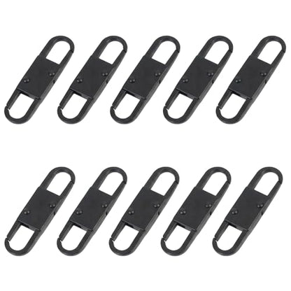 MILAKE 10 Pcs Premium Anti-Theft Zipper Lock, Small Clips for Bags, Backpacks, Purses, Luggage, Zipper Pull Replacement, Durable Multi-Color Set for Travelers, Hikers, and Daily Commuters (Black) - color: black