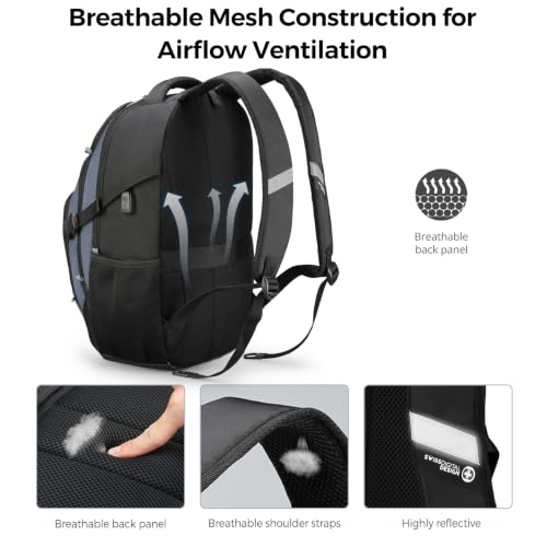 Swissdigital Design Travel Backpack for Men with USB Charging Port SD803-16 - color: Haze Blue/Black