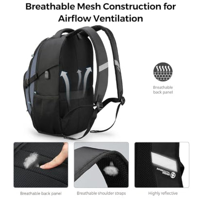 Swissdigital Design Travel Backpack for Men with USB Charging Port SD803-16 - color: Haze Blue/Black