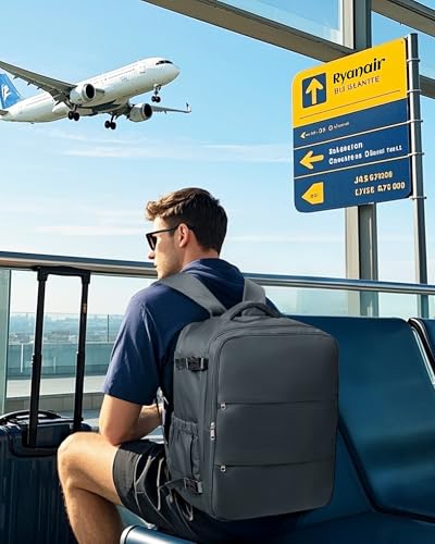 suradar Travel Backpack for Women Men,Carry On Backpack Flight Approved Hiking Backpack Rucksack Casual Daypack Personal Item Travel Weekender Essentials Backpacks Grey Blue - color: A11-grey Blue, size: Large