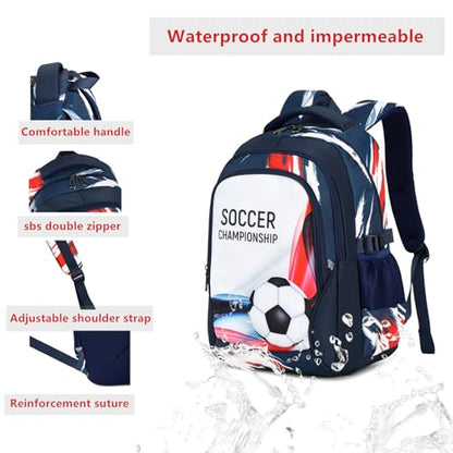 mezhsa Boys Backpack Kids Bookbag Durable Elementary Middle School Bags Soccer 18in (white) - color: White