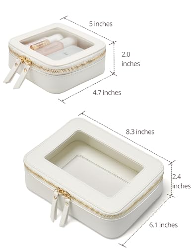 Popvibe Clear Makeup Case Toiletry Bag Travel Clear Cosmetic Bag with Zipper, Make Up Bag Organizer Traveling TSA Approved Transparent Makeup Bag Car for Essentials, Mini & Medium, White - color: White, style: Mini & Medium