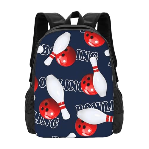 Bowling Backpack Laptop Travel Bag Adjustable Backpack Print Daypack for Men Women 16.5 In - color: Style 2