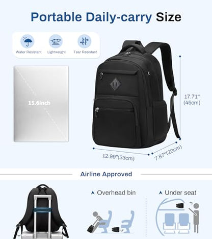 Sisipoet School Backpack for Girls, Lightweight Kids Bookbag for Boys Classic College Backpack for Teen Men Women with Luggage Strap, Age 8-18 Years Old, Black - color: Black