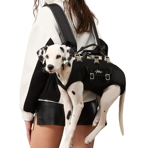 FCT Dog Backpack Carrier - Spine-Friendly for Midium to Large Dogs (18-30 lbs), Horizontal Design Dog Carrier with Adjustable Back Straps,Legs-Out Comfort for Travel/Hiking/Cycling (Black, Size L)