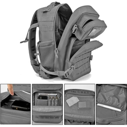 QT&QY 25L/45L Military Tactical Backpack For Men Molle Daypack 3 Day Bug Out Bag Hiking Rucksack With Bottle Holder - color: 25l Gray