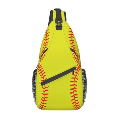 Sling Backpack Unisex Crossbody Chest Bag Shoulder Chest Bag For Women Men Hiking Travel - color: Softball