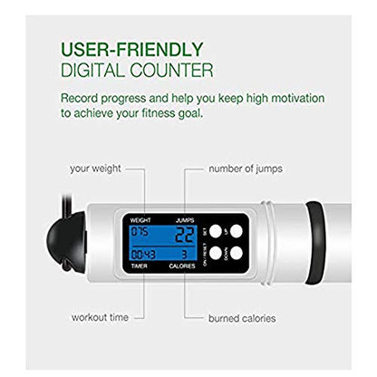 Skipping Rope, Jump Rope Speed Calorie Counter,Adjustable Digital Jump Rope with Alarm Reminder for Fitness, Crossfit, Exercise