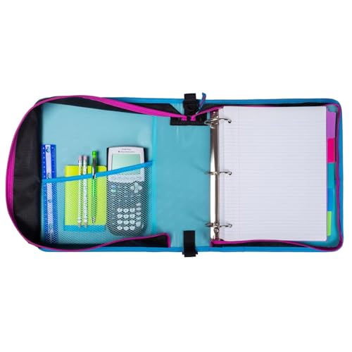 Case it 6 Pack Universal Monster Eye Zipper Binder with Removable Laptop Sleeve, 2-Inch O Rings, Shoulder Strap, LT-307-ME-C-MAG, Magenta - color: Magenta, size: 6 Pack