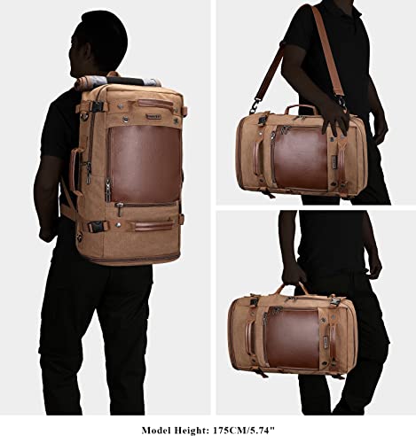 WITZMAN Travel Backpack for Men Women Carry on Luggage Backpack Canvas Rucksack Duffel bag with Shoe Compartment（A2021 big size brown） - color: 22.5 Inch Brown