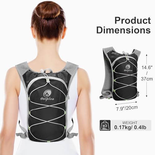 Lightweight Hydration Backpack with 2L Water Bladder for Men Women, Small Water Backpacks Running Vest for Hiking - color: Black