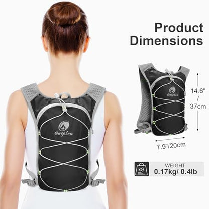 Lightweight Hydration Backpack with 2L Water Bladder for Men Women, Small Water Backpacks Running Vest for Hiking - color: Black