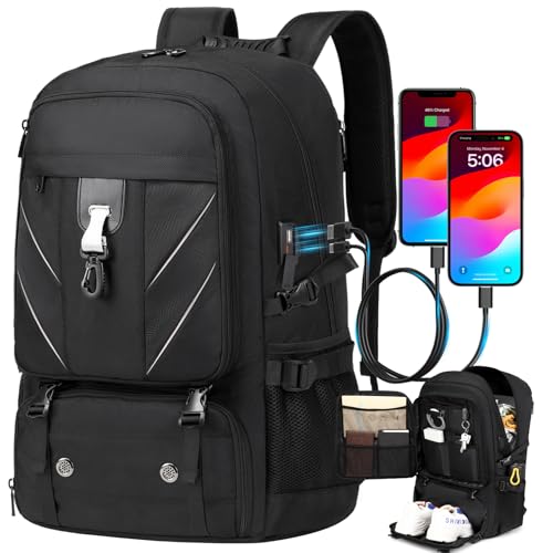 17.3 Inch Travel Laptop Backpack with Shoe Compartment,50L Carry on Flight Approved Backpacks Multiple Compartments,Water Resistant Anti Theft Bag with USB Charging Port,for Men Women - color: 17.3 Inch Multifunctional