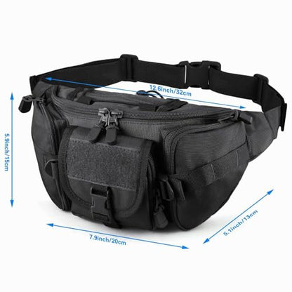 CREATOR Tactical Waist Pack Military Fanny Pack Outdoor Army Waist Bag Large Waist Pack for Daily Life Cycling Camping Hiking Hunting Fishing Black - color: Black