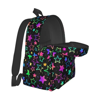 cfpolar 17 Inch Backpack Bright Neon Stars Laptop Bag Shoulder Bag School Bookbag Casual Daypack For Boys Girls - color: A4-bright Neon Stars1