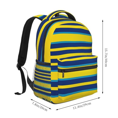 Travel Backpack Yellow and blue stripes Carry on Backpack Lightweight Business 15.6inch Laptop Backpack for Men Women - color: Yellow and Blue Stripes